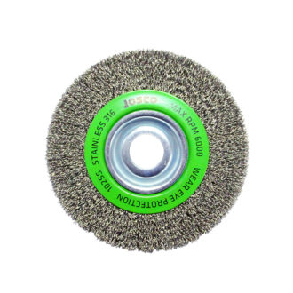 Josco 150mm x 25mm Stainless Steel Multi-Bore Crimped Wheel Brush