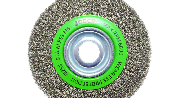 Josco 150mm x 25mm Stainless Steel Multi-Bore Crimped Wheel Brush